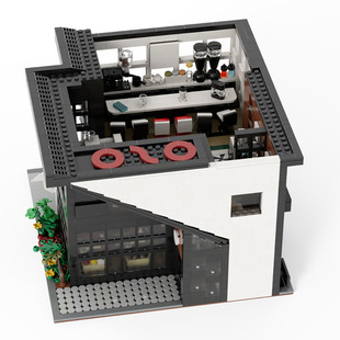 C4544 Modern Cafe Modular Building with Internal Structure Building Toy 2803 Particle Count
