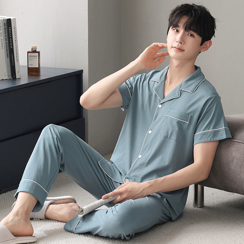 Pijamas de los hombres verano modal algodón pantalones manga corta más tamaño pijama cardigan Delgado desgaste del hogar traje casual