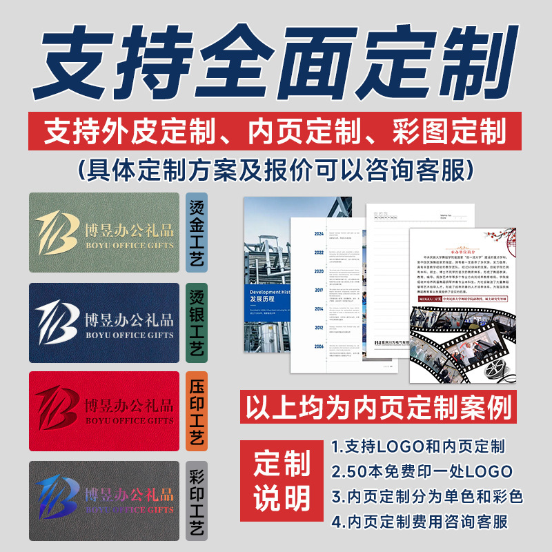 跨境笔记本礼盒套装新款a5加厚本子办公会议记事本可刻字可印logo|undefined