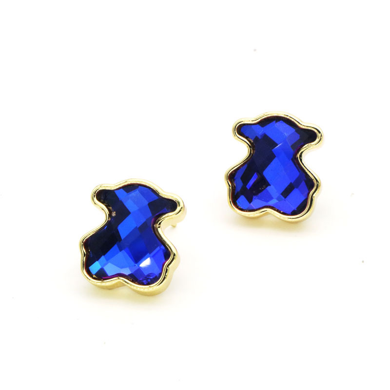 European And American Entry Lux Cute Colorful Zircon Bear Ear Studs Temperament Korean Crystal Earrings Ins Fashion And Personalized Earrings display picture 2