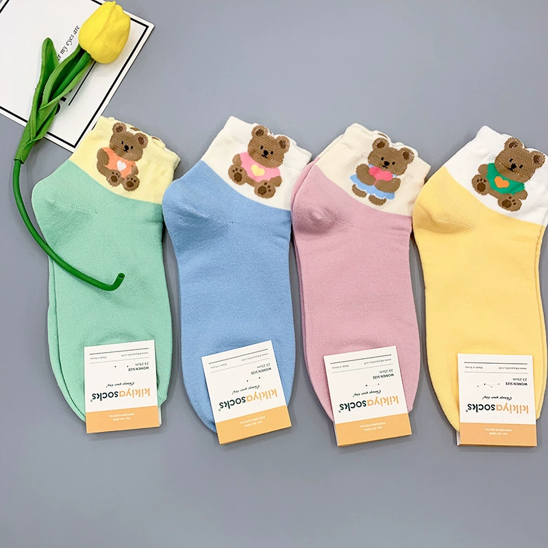 Южнокорейские летние товары, милые knee socks, с маленькими медведями, корейский стиль