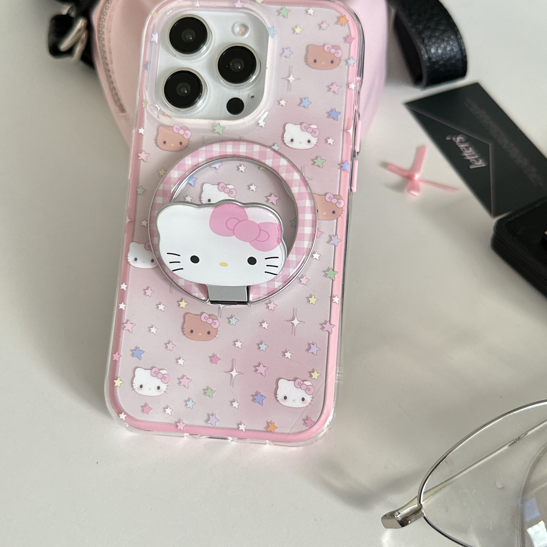 La base florece las estrellas KT cat para iPhone15/16 Apple 15ProMax funda para teléfono móvil 14 Girl Heart 16P