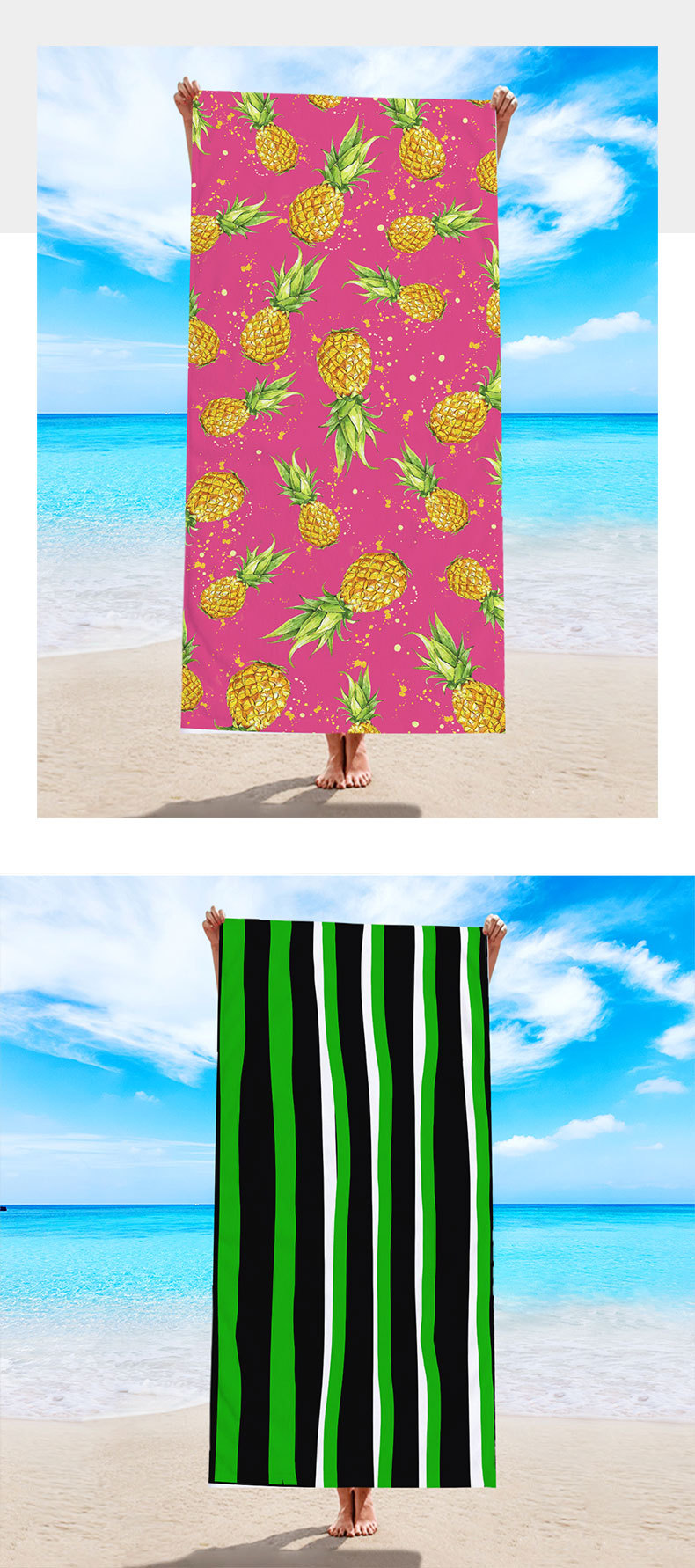 Fashion Cartoon Stripe Flamingo Beach Towels display picture 1