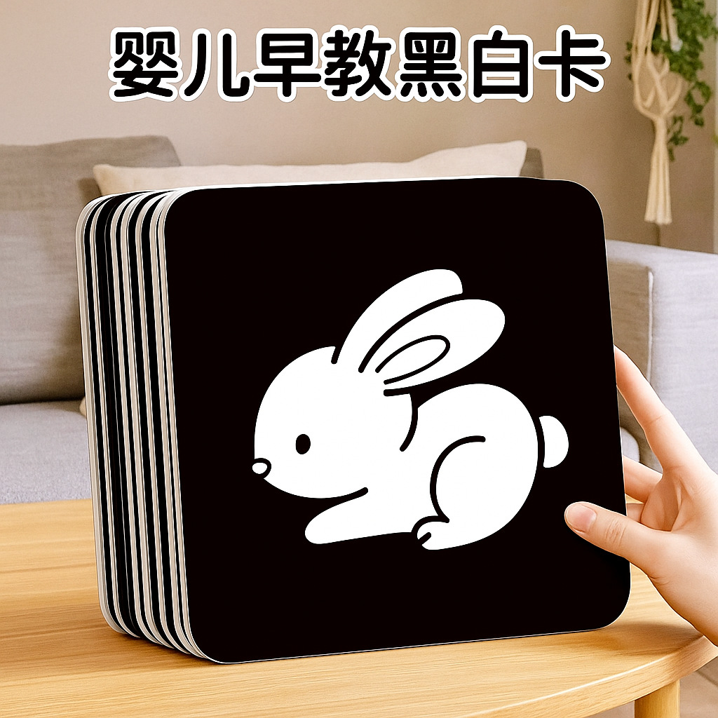 Black and white visual stimulation cards for babies aged 0-3 years old, cognitive development cards, early education toy cards, multi-functional infant and toddler cards.