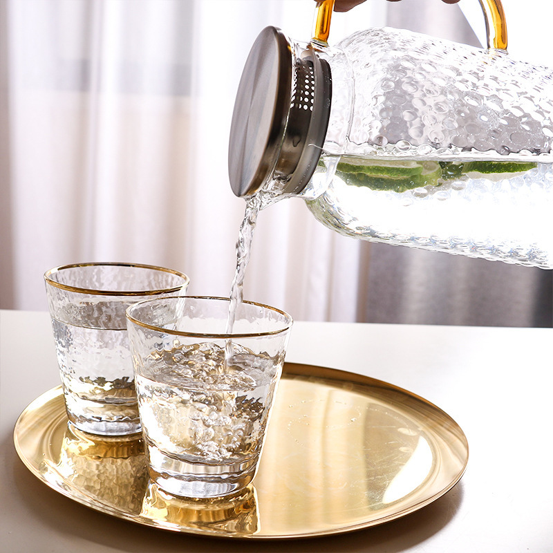 Stylish High-Quality Hammered Pattern Handle Cool White Drinking Water Pitcher for Home Living Room, Suitable for Milk, Juice, Beverage, Tea, and Glass Water