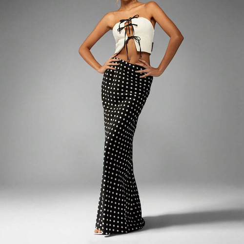 Cross-border eBay Amazon foreign trade half-length skirt 2025 summer European and American temperament body-shaping polka dot one-step skirt for women