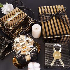 クロスボーダー専用大きいサイズ黒金シリーズお誕生日バレンタインクリスマスプレゼント包装紙高級感現物