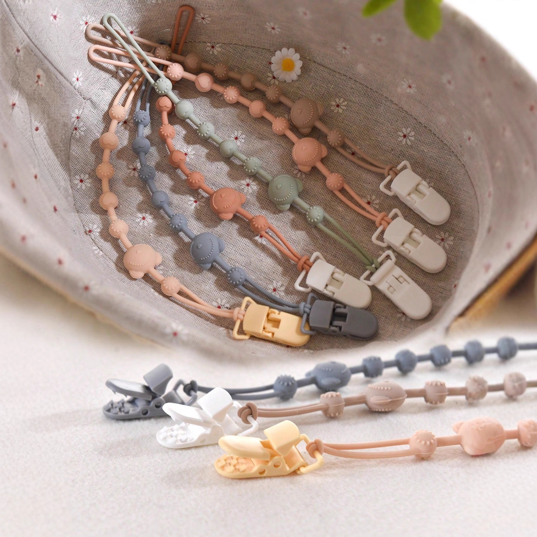 Chupa de goma de dente anti-caída cadena juguete de molar de silicona anti-caída cuerda para bebé pacificador chupa de cadena clips cadena de silicona