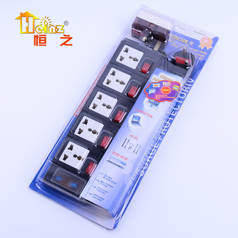 五开关排插座独立带开关无线多功能接线板家用创意式保险管插排