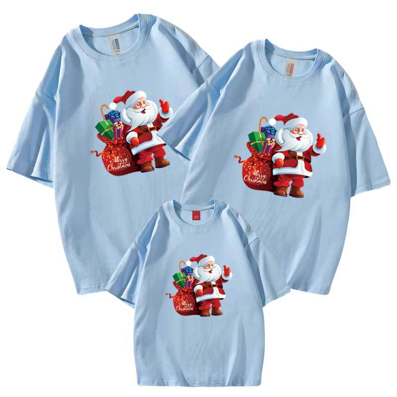Ropa infantil hijo ropa manga corta Camiseta proveedor de electricidad Navidad Año Nuevo foto de la familia un regalo de Navidad