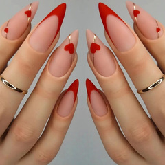 Matte Valentine's Day Nail Stickers, Heart French Almond Nails, European and American Foreign Trade Cross-border Nail Stickers, Hot Girl Nail Tabs