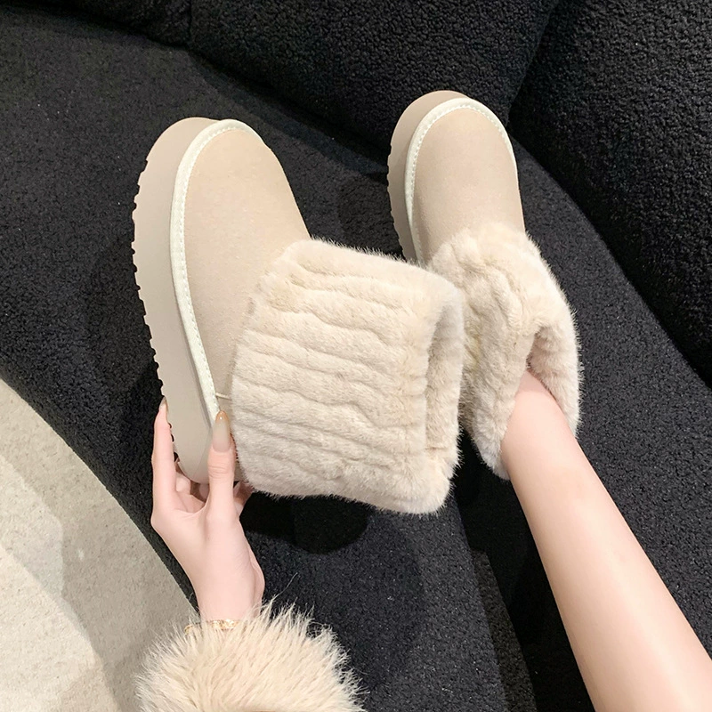 Boots, winter warm shoes platform, 2024 years