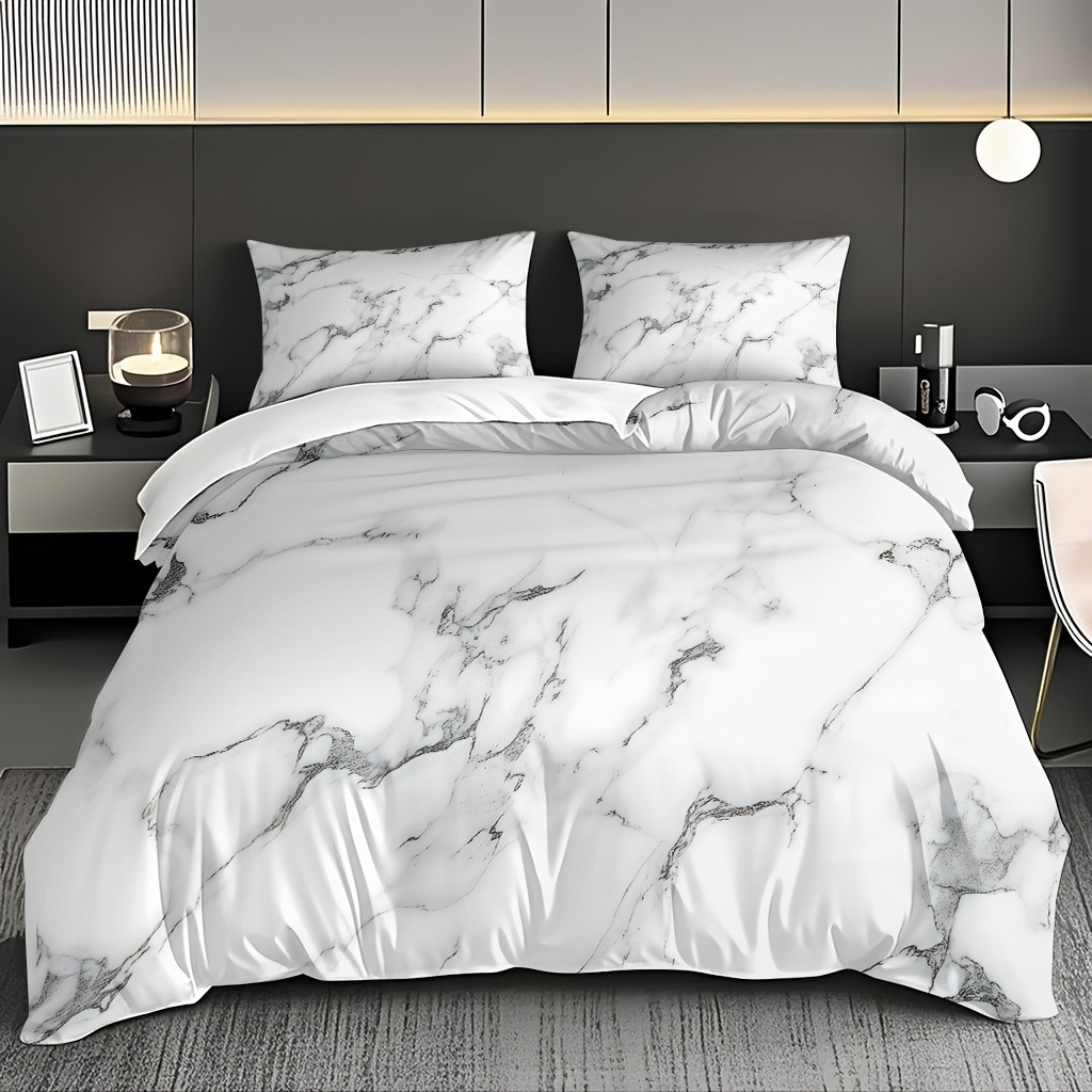 TEMU / JIT polvo oro mármol textura suave molienda impresión digital kit de colcha se puede ajustar