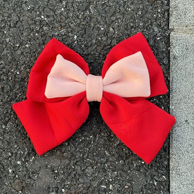 Electric Motorcycle Helmet Decorative Big Bow Color Splicing to Dream Music Xuejie Motorcycle Retro Helmet Decorative Sticker (Motosiklet dəbilqələri) - color-matching-bow-red-and-pink