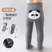 婴幼儿小童宝宝毛圈连裤袜秋冬加厚保暖大屁屁卡通男女童打底裤袜