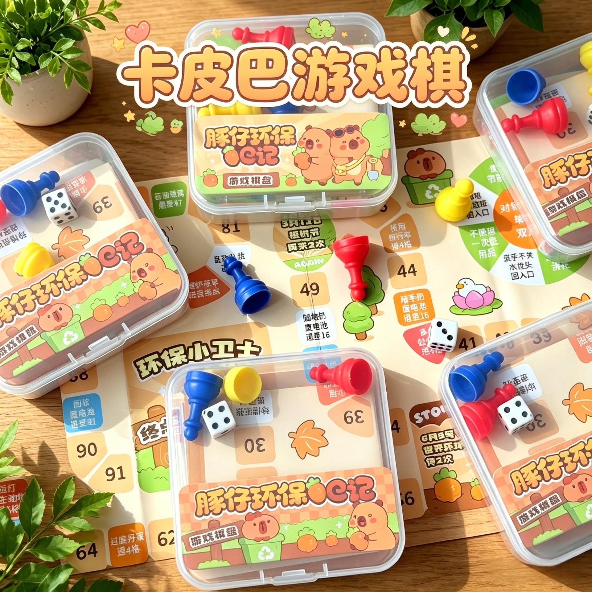 Fun Capibara Flying Chess Children's Desktop Toy Three-In-One Educational Mini Game Cartoon Game Chess Gift