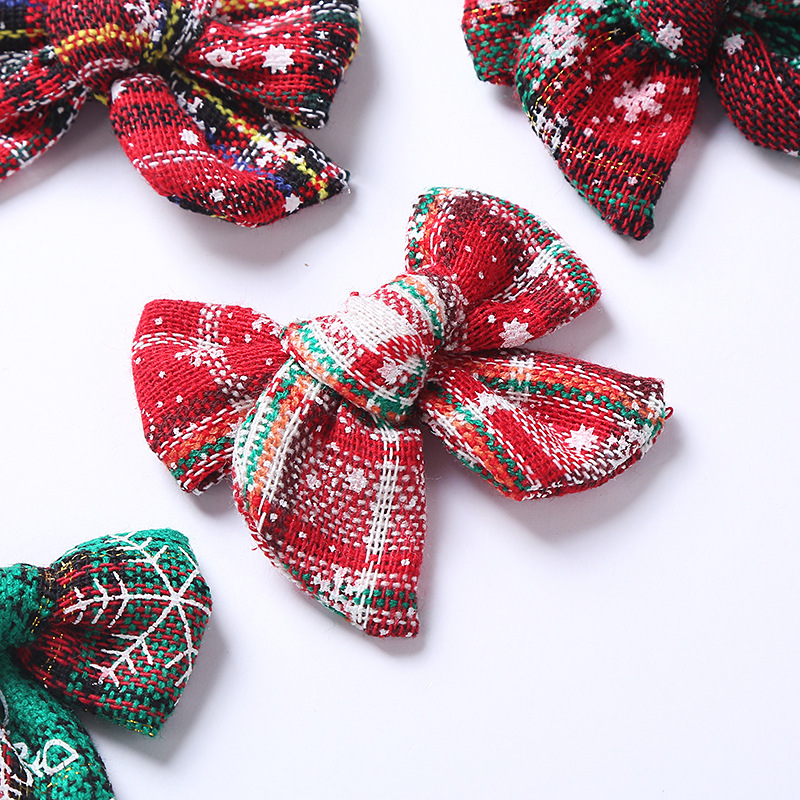 Plaid, Bow Knot Pattern Kid'S Gender Cute Plaid Bow Knot Cloth Bowknot Hair Clip 1 Piece