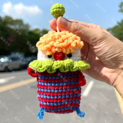 Key Storage Bag Hand-woven – Car key bag - 14cmx22cm-blue-and-red-clown