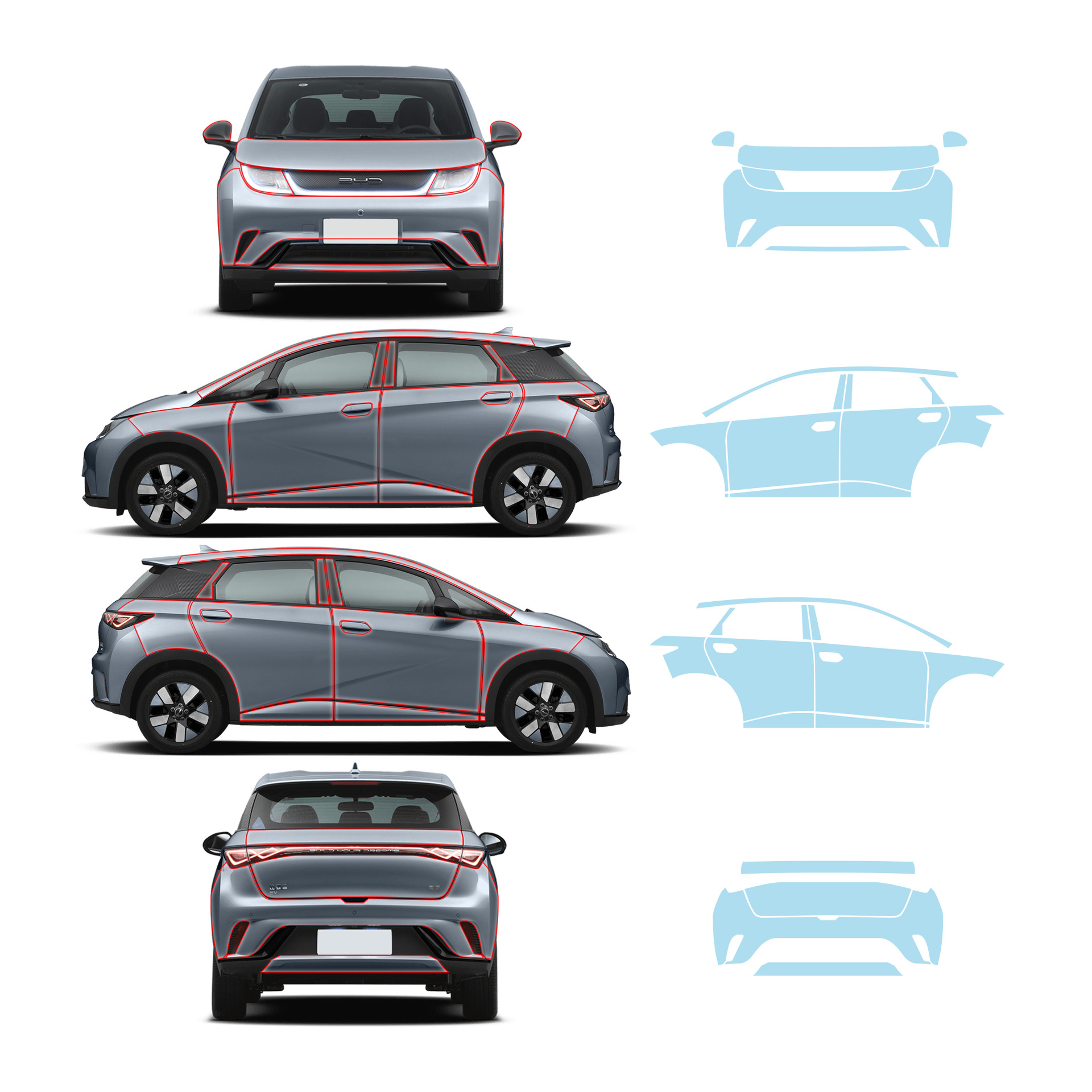 BYD delfin máquina de corte especial TPU invisible ropa de automóvil todo el automóvil película transparente pintura película protectora pre-corte