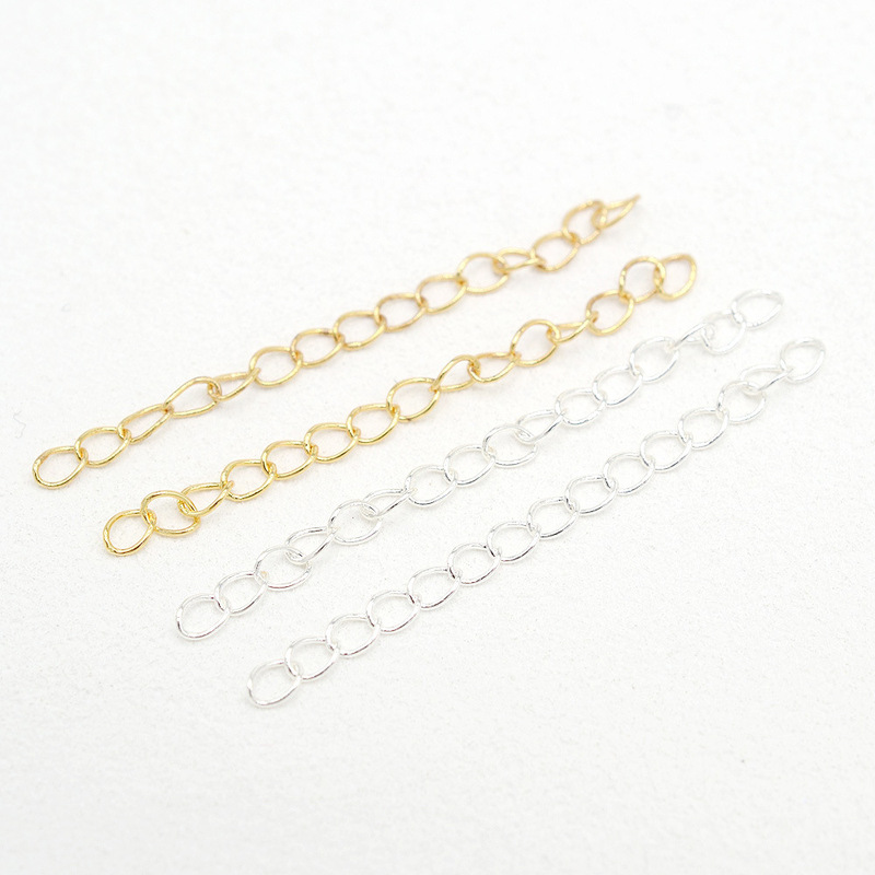Copper plated real gold 18k package gold color 5CM tail chain bracelet necklace extended chain diy jewelry accessories handmade chain