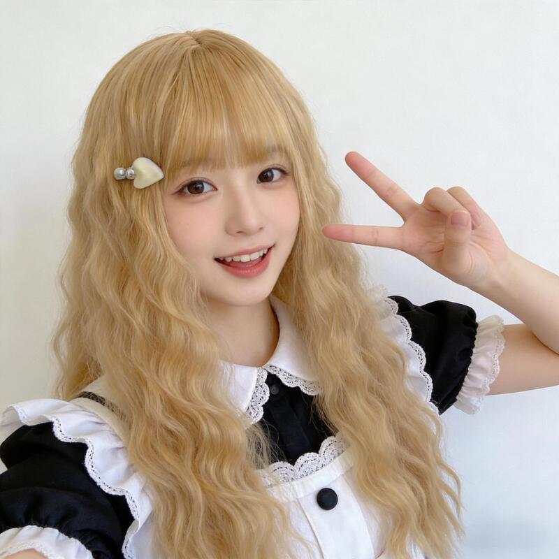 Japanese and Korean foreign trade new wig female long curly hair blonde water ripple long hair full top head cover Female Factory wholesale