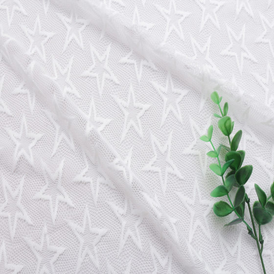Spot 2024 spring and summer new brocade mesh embroidery stretch five-pointed star women's clothing accessories stars lace fabric