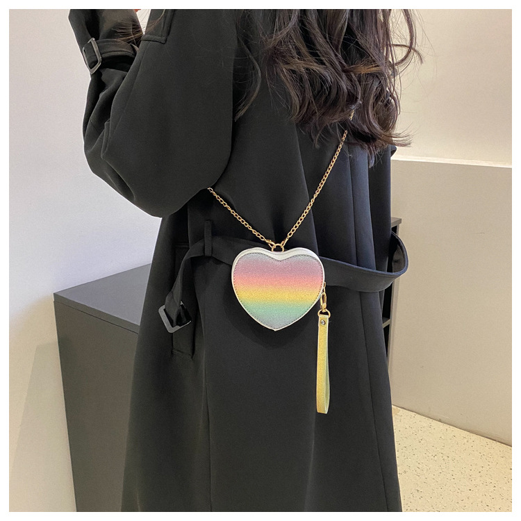 Women's New Heart Shaped Box Bag Chain Bag Fashion Shoulder Bag Crossbody Bag Solid PU_voghion.com