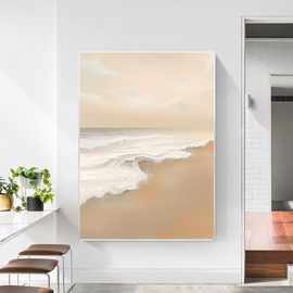 北欧客厅挂画侘寂风海浪肌理感沙发背景墙落地画抽象玄关装饰画