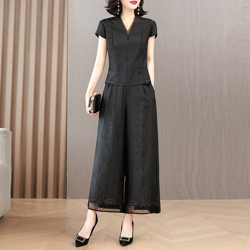 Quality Guaranteed Two-Piece Mother's Clothing Xiangyunsha Top New Classy Silk Mulberry Silk Fashion Casual Suit