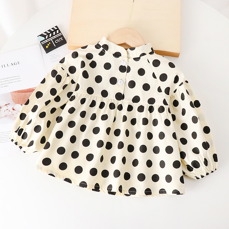 Girls' coat 2024 spring new children's outer pullover girls' Western princess style loose fashion polka dot top