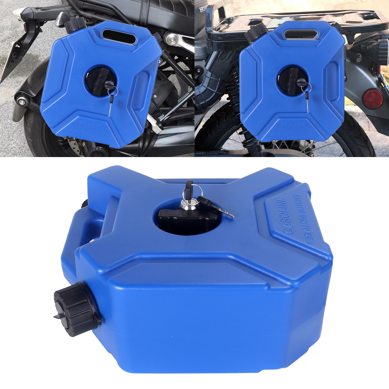 Wholesale 5L Car and Motorcycle Plastic Fuel Tank Spare Oil Barrel Refueling Barrel Gasoline Pot Motorcycle Travel Self-Driving Auxiliary Fuel Tank