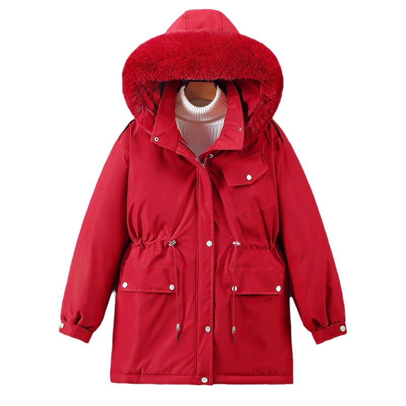 Lühike Pai alistab naiste 2023. aasta talvise uue Korea versiooni puuvillasest mantlist, kapuutsiga, paksendatud ja pehme suure sooja mantliga_voghion.com