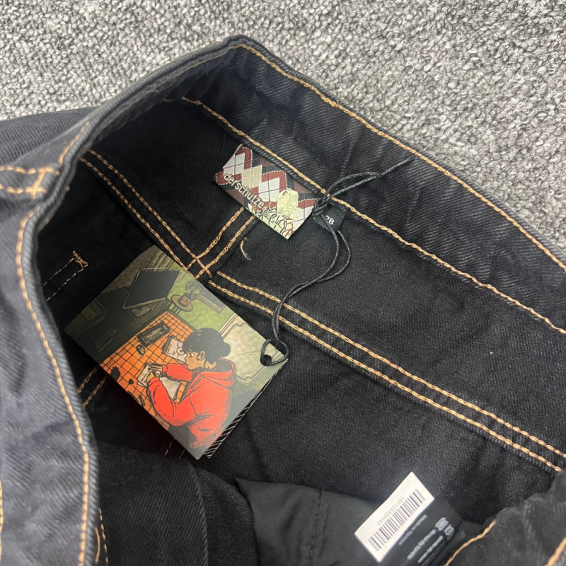 Derschutze retro europeo y americano nuevo estilo flor de la calle bordado jeans casual hombre y mujer pantalones rectos