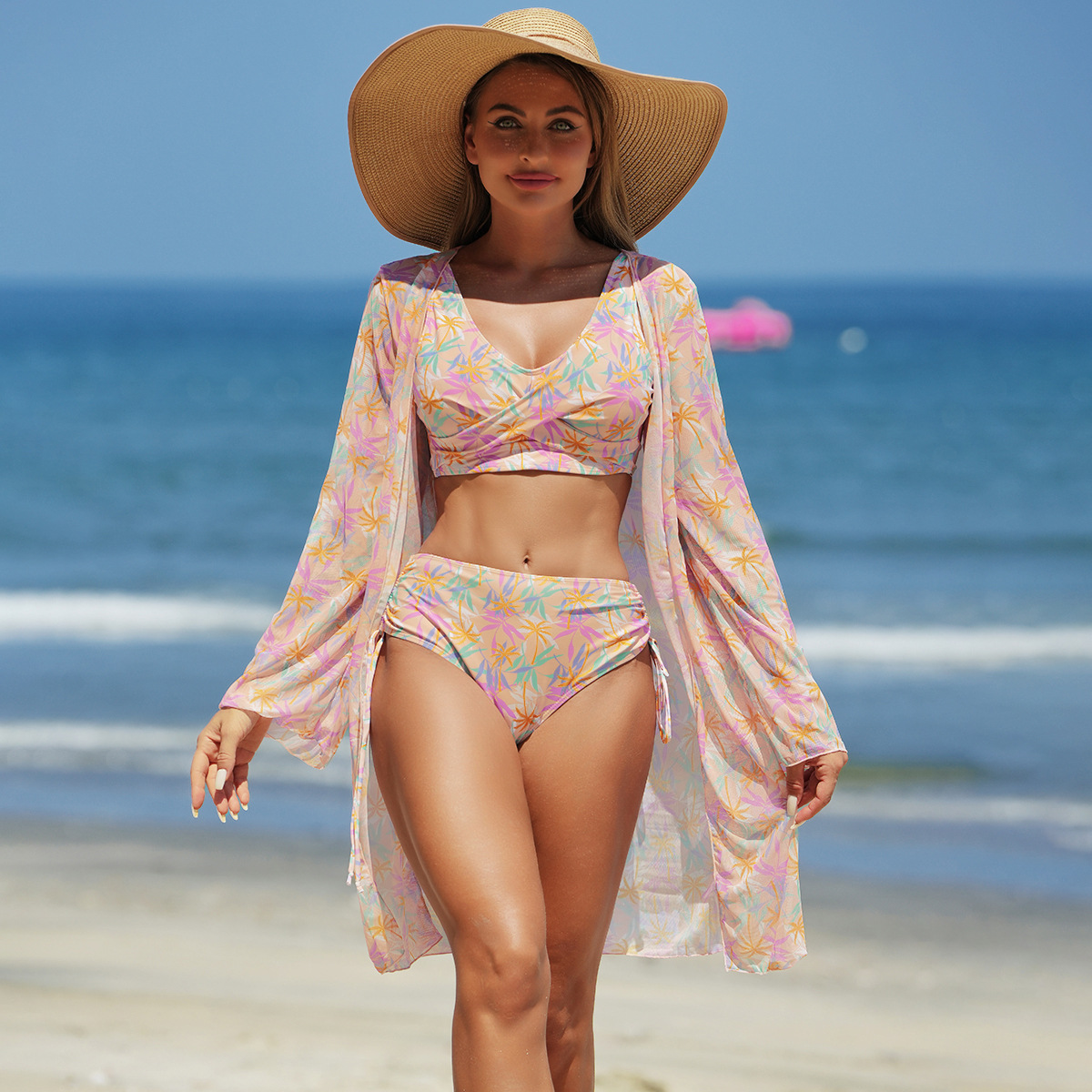 Ming Yi nueva moda sexy traje de baño de mujer estampado multicolor europeo y americano bikini traje de baño de mujer de tres piezas BIKINI