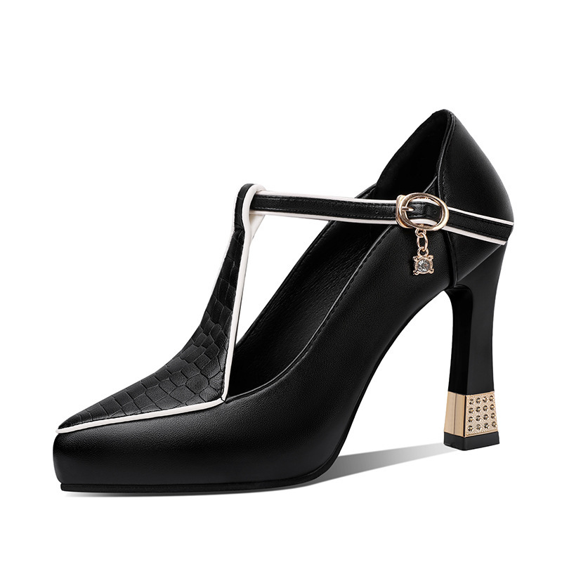 Large Size 34-43 in Stock Pointed Toe Buckle Strap Chunky Heel Fashion Shoes for Women 2025 Autumn New British Style High Heels Large Size 34-43 in Stock Pointed Toe Buckle Strap Chunky Heel Fashion Shoes for Women 2025 Autumn New British Style High Heels