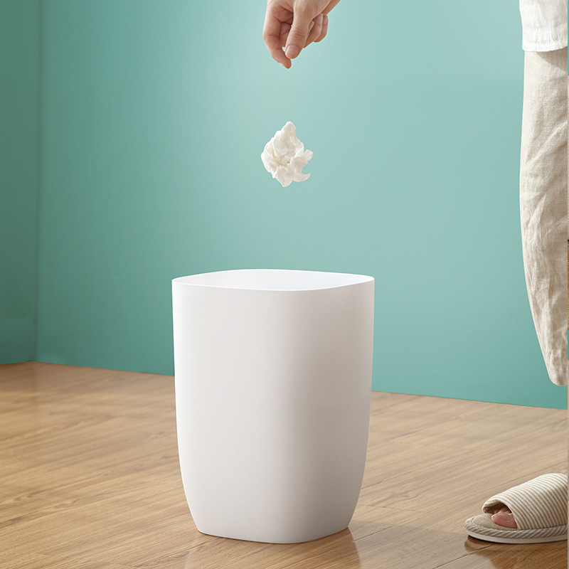 [Wo Dou] Single Layer Trash Bin Household Living Room Plastic Bedroom Bathroom Home Creative Kitchen Large Paper Basket