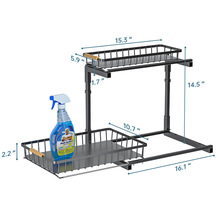 跨境厨房下水槽置物架台面双层抽拉式收纳架卫生间储物架分层架子