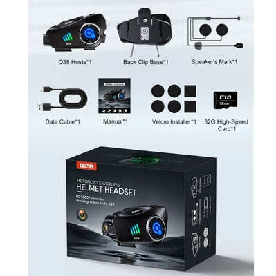 Helmet Bluetooth Headset – Motorcycle Helmet Headset - q28-driving-recorder-32g-memory
