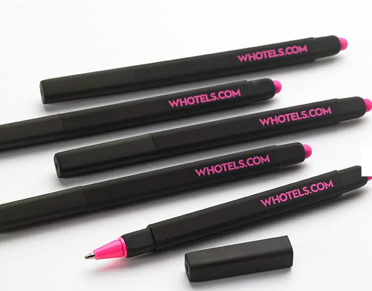 新款酒店圆珠笔logo按动广告笔笔W中性笔四方圆珠便携顺滑油性