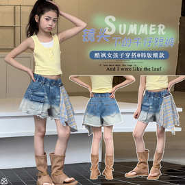 2026夏季新款女童时髦渐变牛仔短裤中大童洋气热裤外穿儿童夏短裤