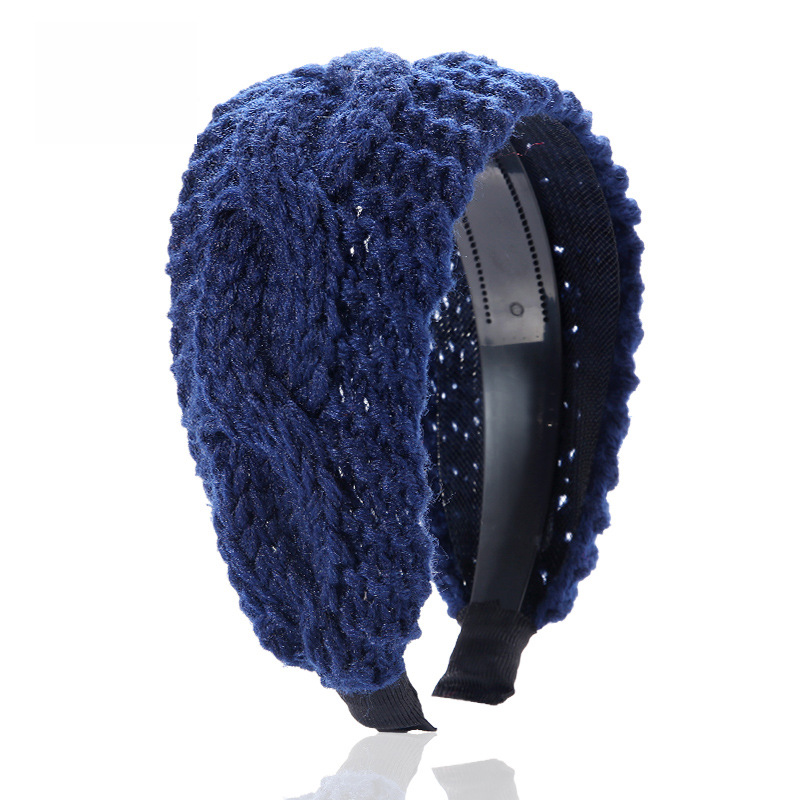 Al por mayor venda de ala ancha cruzada al por mayor estilo coreano Otoño e Invierno lana horquilla Internet celebridad elegante de punto accesorios banda horquilla diadema