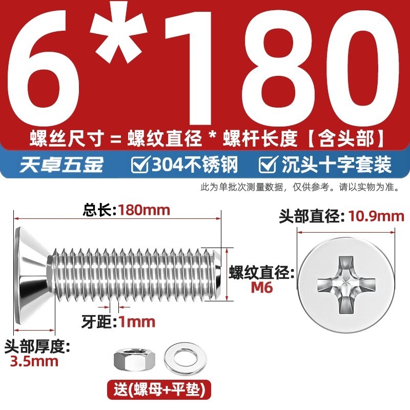304ステンレス十字沈頭ねじナットセットセット平頭ねじ釘糸平パッドM1-M12|undefined