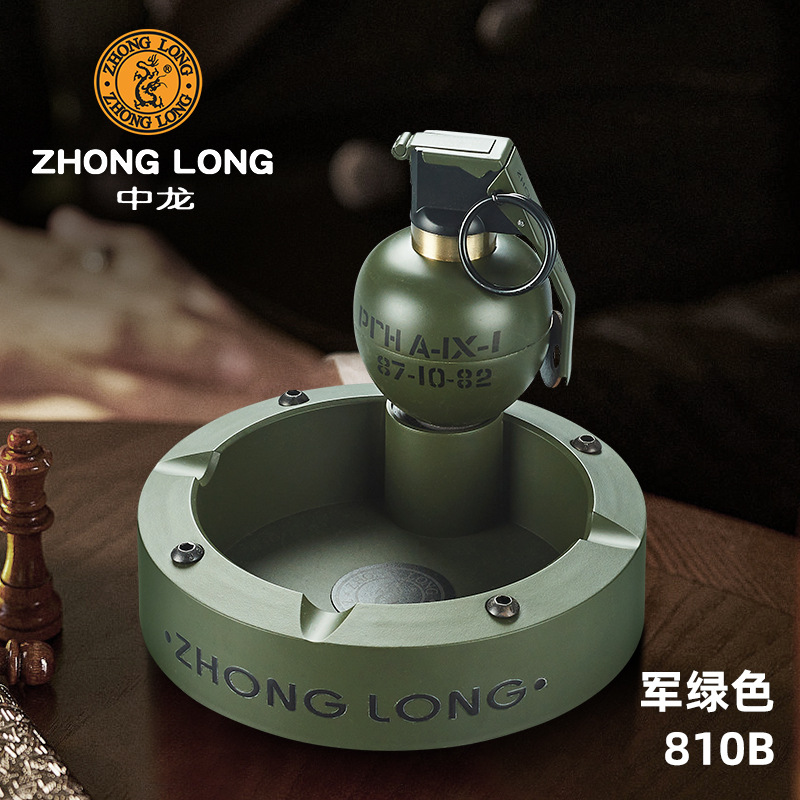 Gran tamaño todo el metal grado fiebre militar M84 modelo de granada de choque inflable encendedor a prueba de viento conjunto de cenicero