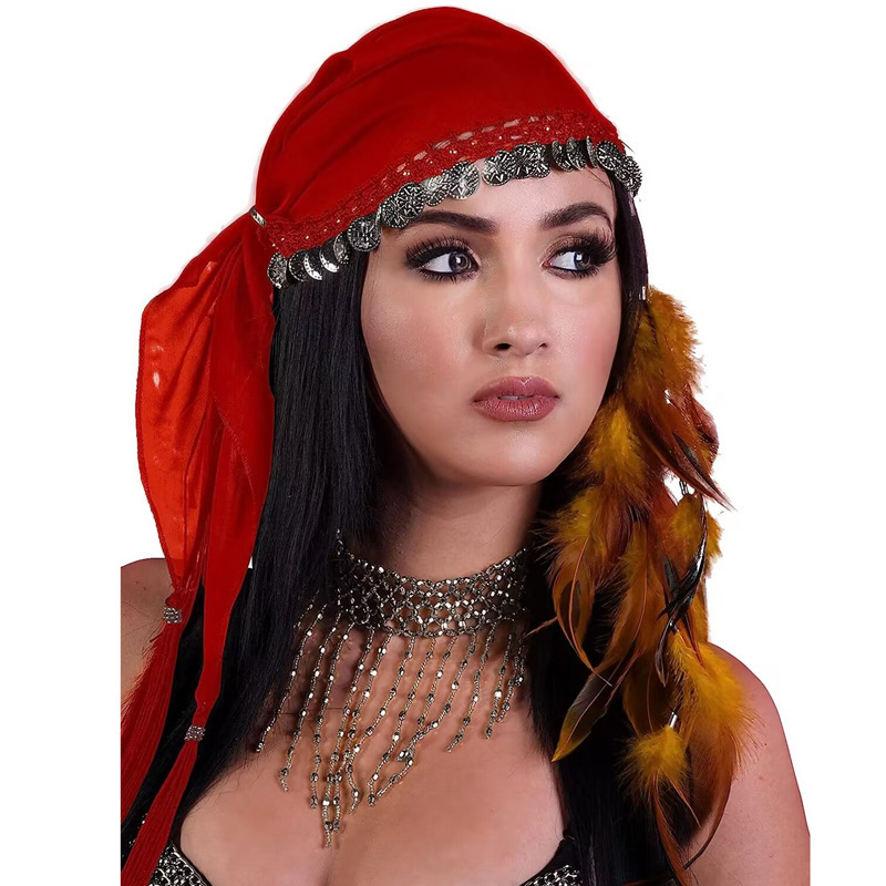 Cross-Border Belly Dance Accessories Gyspy Coin Headscarf Dance Performance Accessories Headgear Folk Hats Amazon