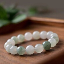 国潮复古优雅天山翠同色山水素雅圆珠手串新中式国风古风手串饰品