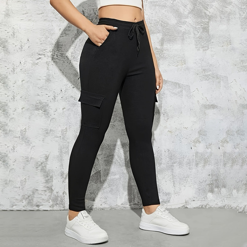 Drawstring Waist Knit Women's Fashion Fitted Leggings Stylish Hip-lifting