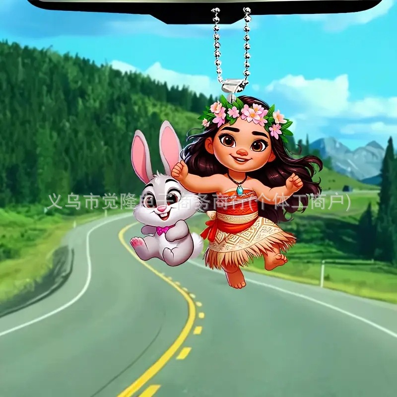 Creativo nuevo lindo flores hada regalo de vacaciones colgante acrílico plano transfronterizo colgante de espejo retrovisor interior
