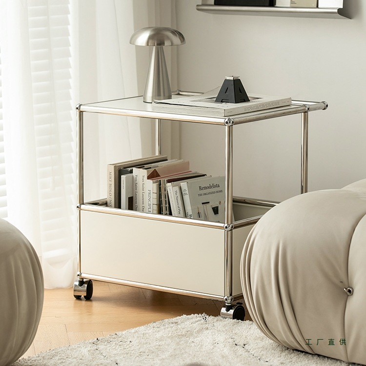 Vintage Bauhaus Movable Module Trolley Ins Stainless Steel Coffee Table Living Room Sofa Side Table