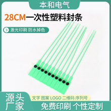 28cm一次性塑料封条鞋包吊牌防盗扣煤炭货柜车铅封一次性塑料封条
