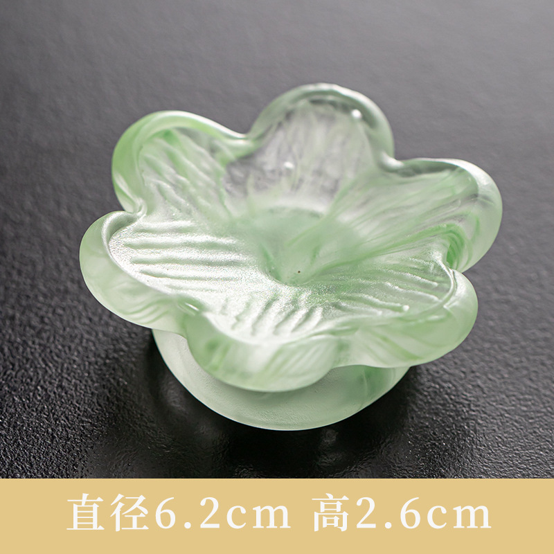 琉璃花瓣香插线香香托盘檀香熏香玻璃盘香禅意摆件高级感水晶香座|undefined